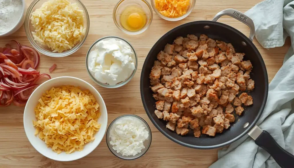 Hash browns eggs sausage and cheese for Amish breakfast casserole