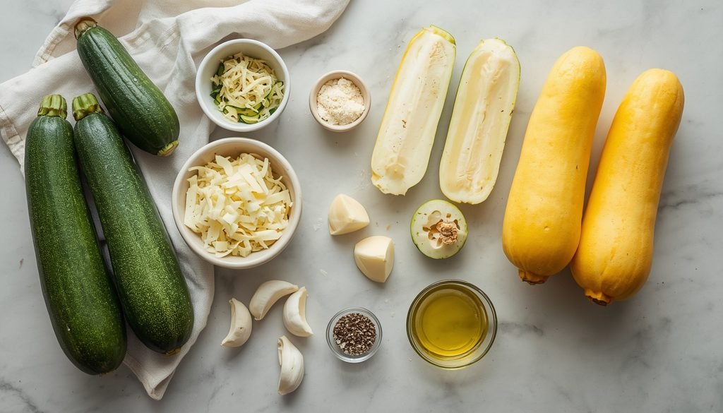 Ingredients for zucchini and squash casserole