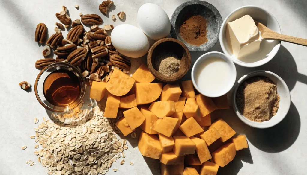 Roasted butternut squash mashed for casserole preparation